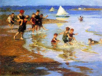 Edward Henry Potthast : Children at Play on the Beach